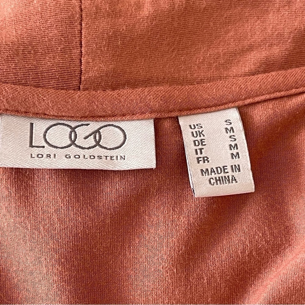 LOGO by Lori Goldstein Women’s Open Front Ruffle Cardigan Size S Chiffon - Picture 7 of 9
